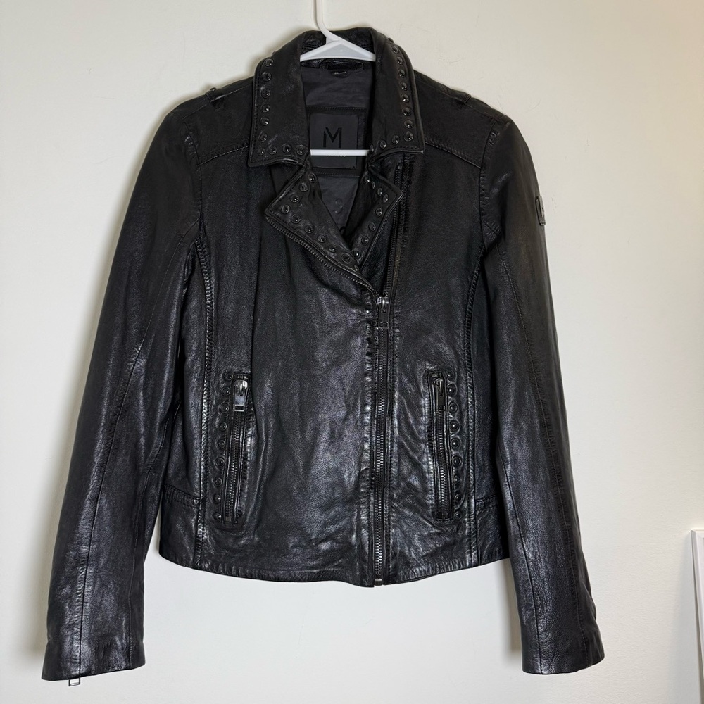 Mauritius Black Lamb Leather Jacket with Studded Details